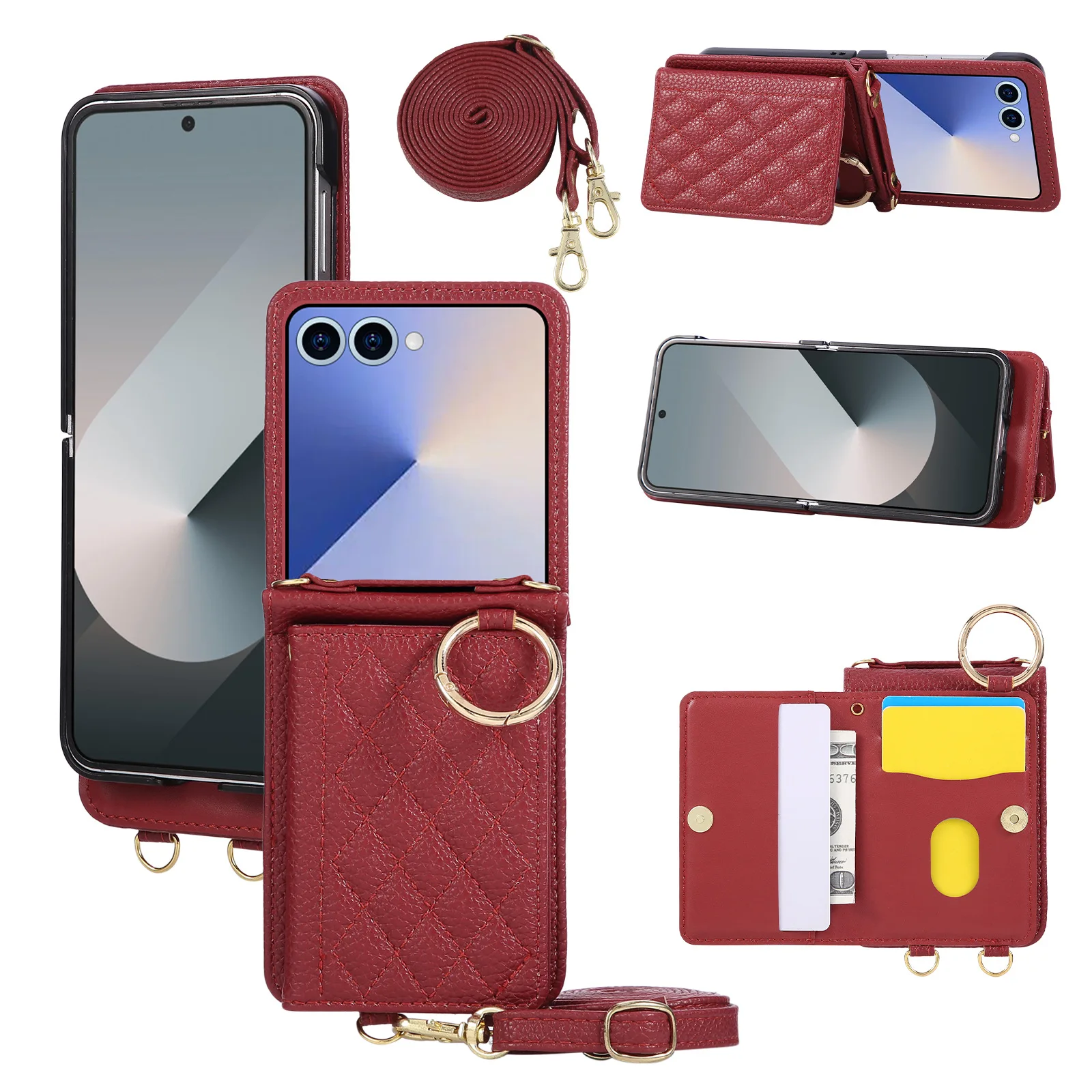 Suitable for Samsung Zflip7 cross-body multi-functional finger ring card case phone case Galaxy Zflip6 lady's wallet case
Suitable for Samsung Zflip7 cross-body multi-functional finger ring card case phone case Galaxy Zflip6 lady's wallet case
