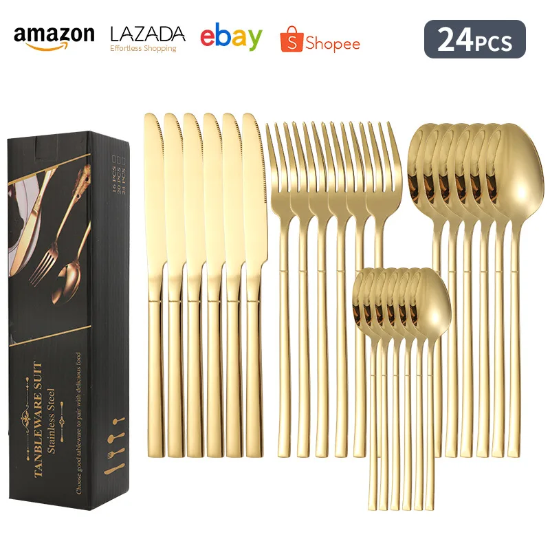 LMM stainless steel tableware 24-piece set of knives, forks and spoons hotel gift box knight western food
LMM stainless steel tableware 24-piece set of knives, forks and spoons hotel gift box knight western food