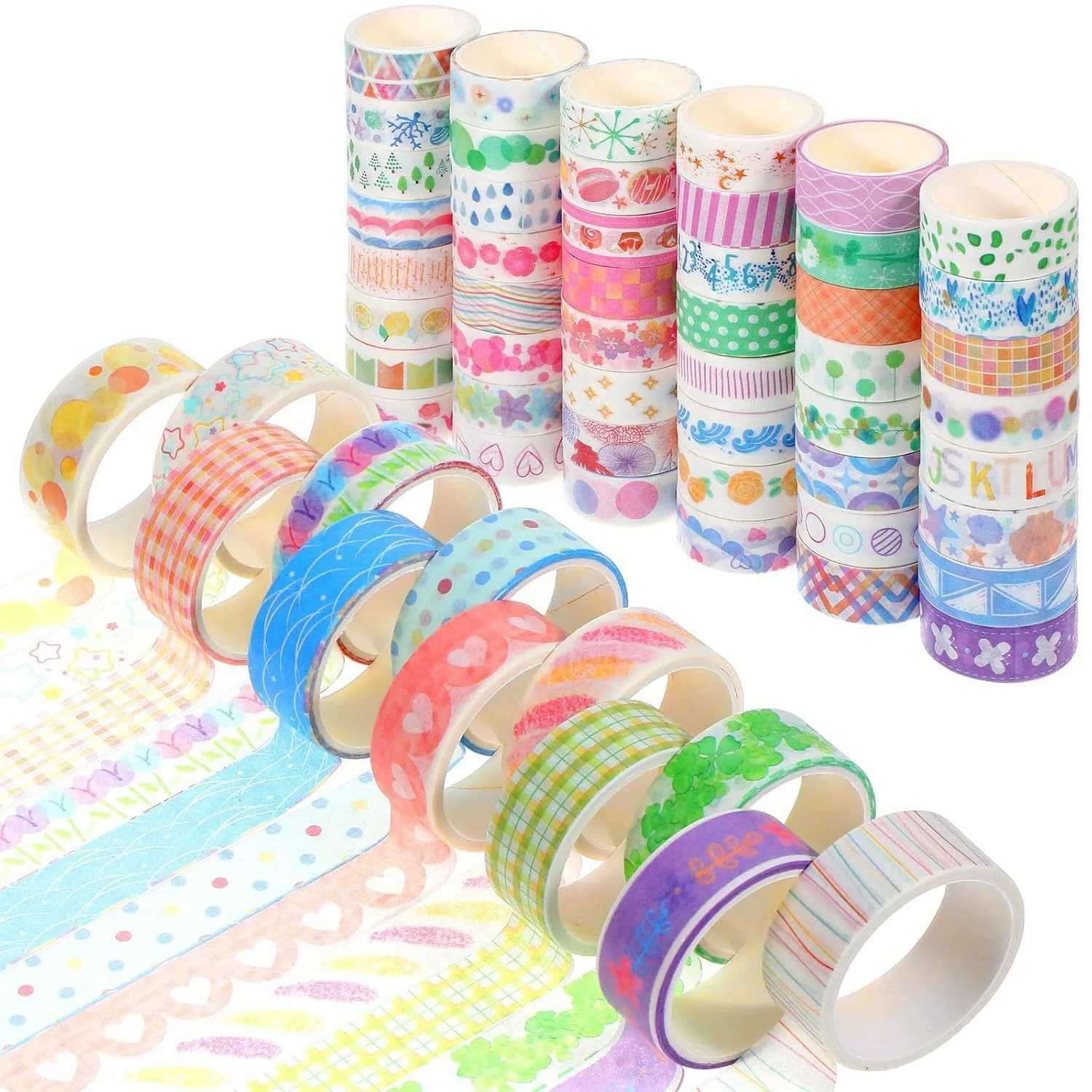 60 Rolls Washi Tape Set - Colorful Decorative Adhesive Tape Cute Masking Tape for Scrapbooking Supplies, DIY Crafts, Junk
60 Rolls Washi Tape Set - Colorful Decorative Adhesive Tape Cute Masking Tape for Scrapbooking Supplies, DIY Crafts, Junk