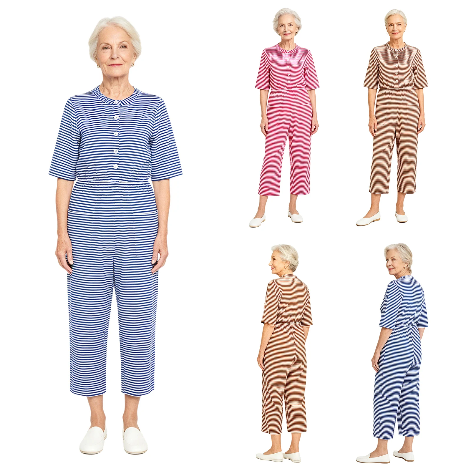 Women Anti-strip Jumpsuit Elderly Alzheimer Special Needs Adaptive Clothing Elastic Waist Striped Rompers for Nursing Home
Women Anti-strip Jumpsuit Elderly Alzheimer Special Needs Adaptive Clothing Elastic Waist Striped Rompers for Nursing Home