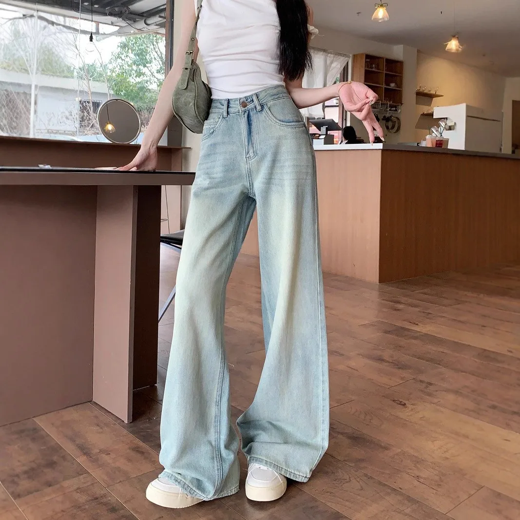 Blue High Waist Straight Leg Jeans Women's Spring Autumn Vintage Loose Wide Leg Pants Slimming Floor-Length Versatile Trousers
Blue High Waist Straight Leg Jeans Women's Spring Autumn Vintage Loose Wide Leg Pants Slimming Floor-Length Versatile Trousers