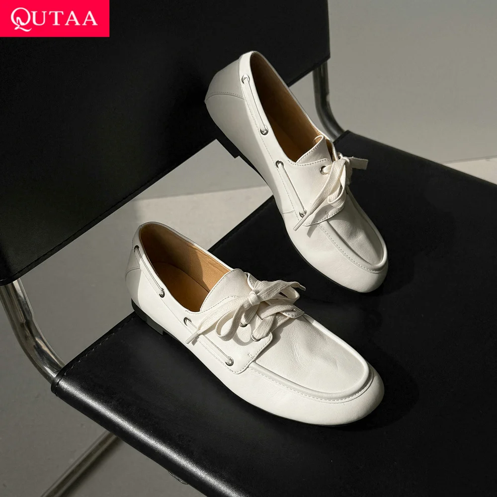 QUTAA 2026 News Genuine Leather Women Flats Shoes Loafers Woman Spring Lace-up Casual Shoes Autumn Round Toe Ladies Dress 34-40
QUTAA 2026 News Genuine Leather Women Flats Shoes Loafers Woman Spring Lace-up Casual Shoes Autumn Round Toe Ladies Dress 34-40