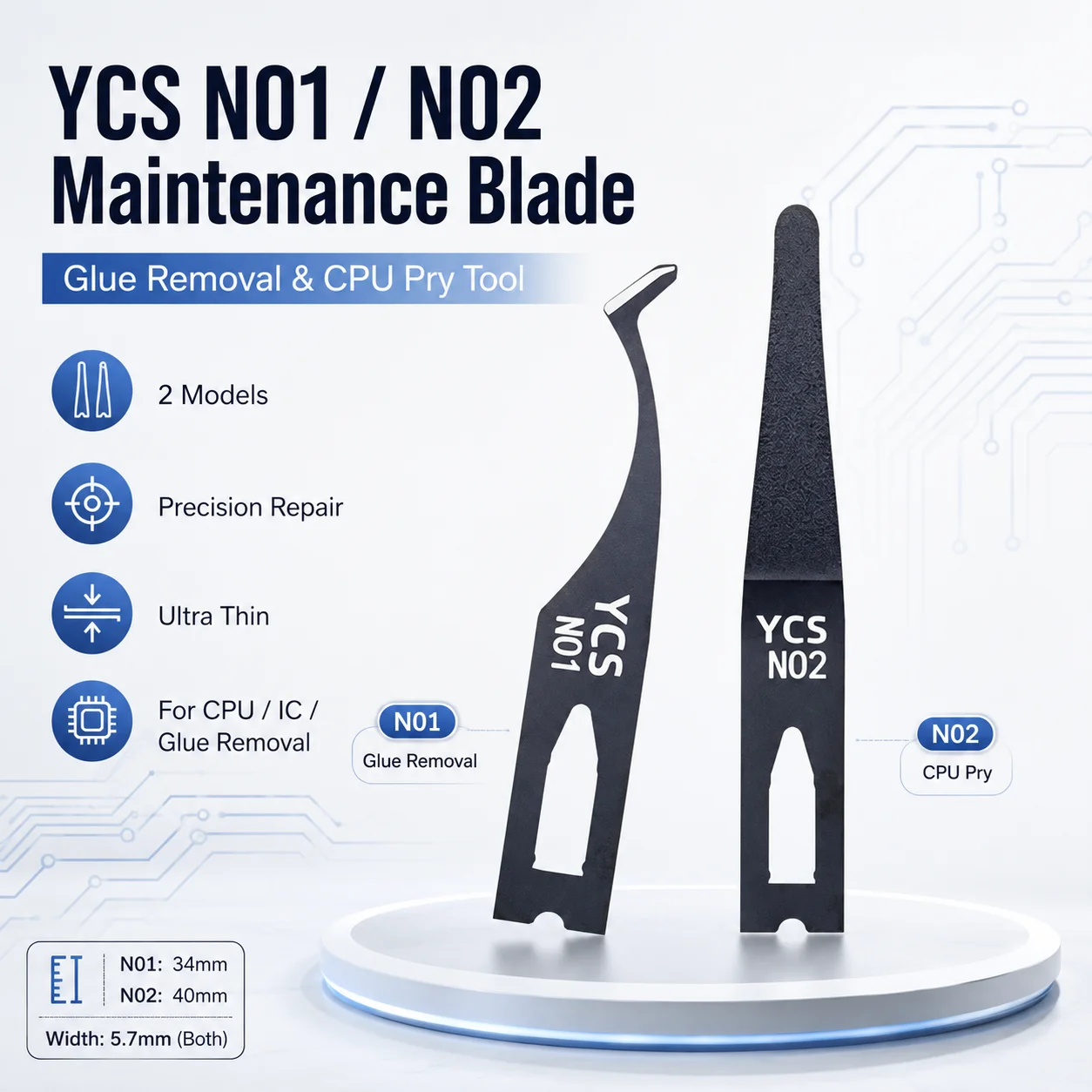 YCS N01 N02 Maintenance Blade Ultra-Thin Glue Remover CPU Pry Knife for Phone Motherboard IC Chip Repair Tool
YCS N01 N02 Maintenance Blade Ultra-Thin Glue Remover CPU Pry Knife for Phone Motherboard IC Chip Repair Tool
