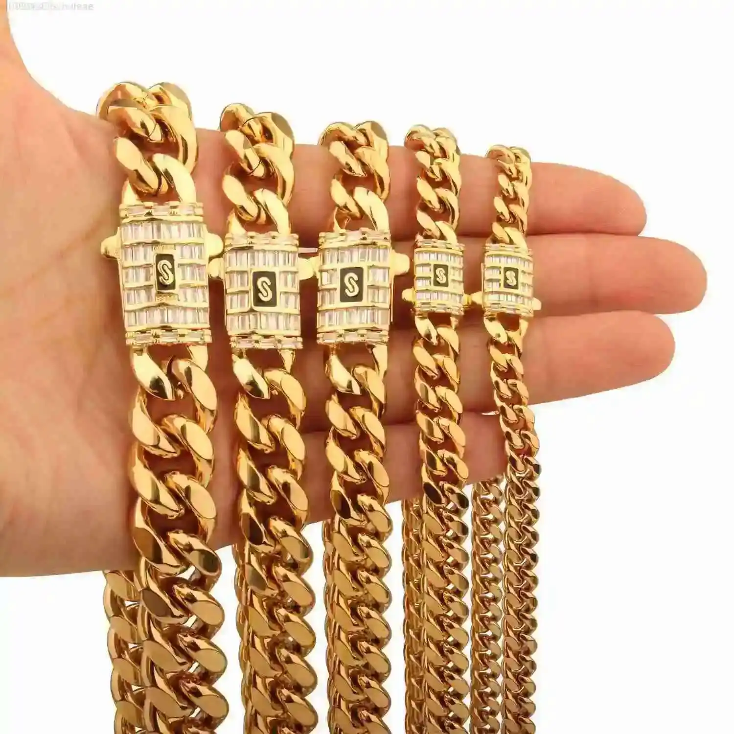 BES HipHop 18k PVD Plated 6mm/8mm/10mm/12mm/14mm Miami Cuban Chain Fashion Stainless Steel Monaco Zirconia Cuban Link Chain
BES HipHop 18k PVD Plated 6mm/8mm/10mm/12mm/14mm Miami Cuban Chain Fashion Stainless Steel Monaco Zirconia Cuban Link Chain