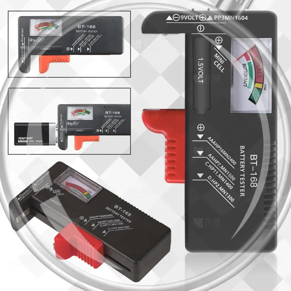 Battery Volt Tester Checker Pointer/Digital Display Battery Capacity Check Detector for AA AAA C D 9V 1.5V Button Cell