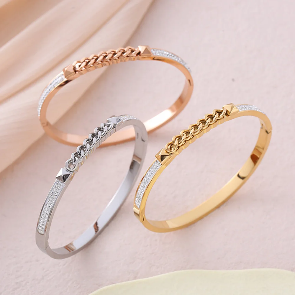 New chain bracelets, fashionable and personalized stainless steel women's bracelets, jewelry, zircon inlaid, gifts for women
New chain bracelets, fashionable and personalized stainless steel women's bracelets, jewelry, zircon inlaid, gifts for women
