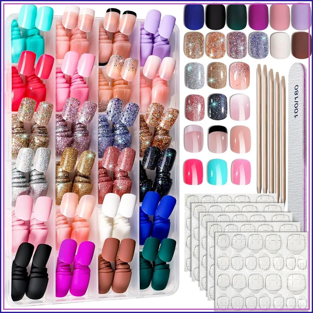 576PCS Press on Nails Short Square Matte Glossy Glitter Fake Nails 24 Colors Natural Fit Lightweight for Nail Art
576PCS Press on Nails Short Square Matte Glossy Glitter Fake Nails 24 Colors Natural Fit Lightweight for Nail Art