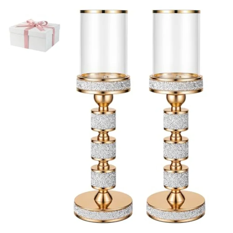 15.9" Tall Pillar Candle Holder with Wind Proof, Metal Hurricane Holders, Crystal Candle Holders for Table Centerpieces, Home D
15.9" Tall Pillar Candle Holder with Wind Proof, Metal Hurricane Holders, Crystal Candle Holders for Table Centerpieces, Home D