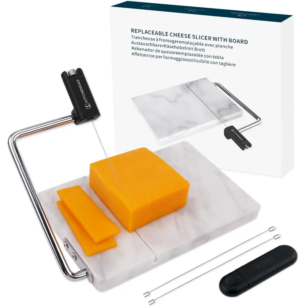 Replaceable Wire Cheese Slicer with Board, TightnAdjustable Cheese Slicer, Marble Cheese Cutter or Block Cheese, Easy to Replace
Replaceable Wire Cheese Slicer with Board, TightnAdjustable Cheese Slicer, Marble Cheese Cutter or Block Cheese, Easy to Replace