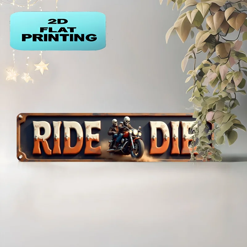 Металлическая табличка «RIDE OR DIE» с 2D-печатью, винтажный декор в стиле рустик с изображением скелета байкера и мотоцикла для гаража, мужской комнаты
Металлическая табличка «RIDE OR DIE» с 2D-печатью, винтажный декор в стиле рустик с изображением скелета байкера и мотоцикла для гаража, мужской комнаты