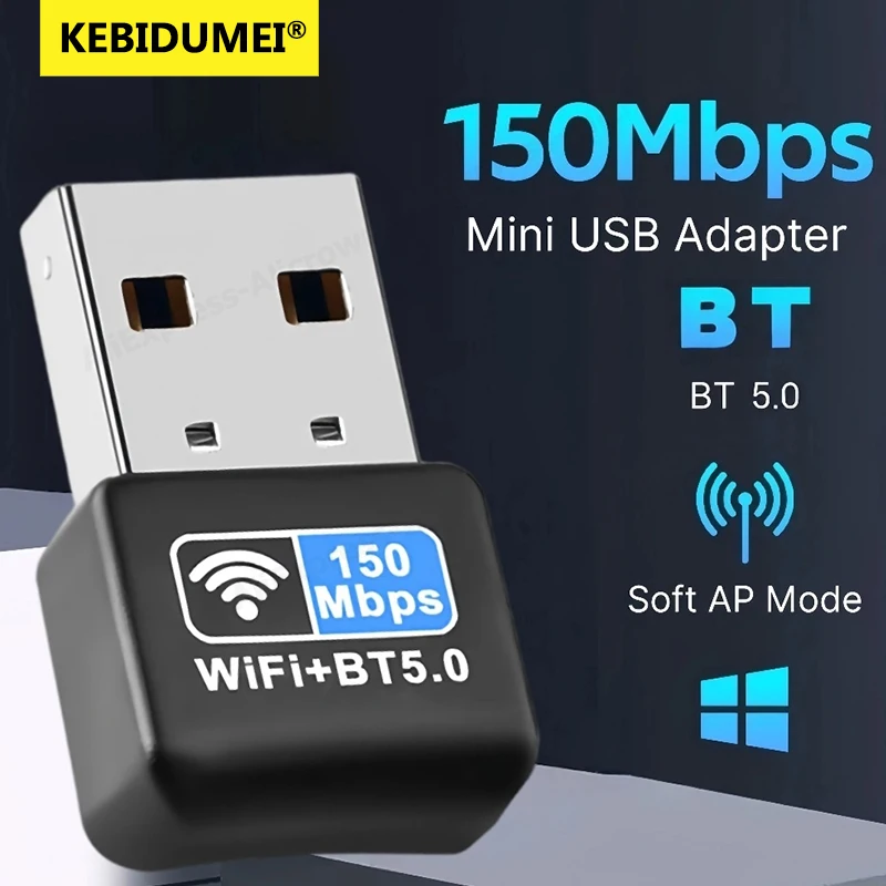 150Mbps USB WiFi Adapter Bluetooth 5.0 Wireless Network Card USB Dongle 2.4G Wireless BT 4.2 Wlan Receiver for PC Desktop Laptop