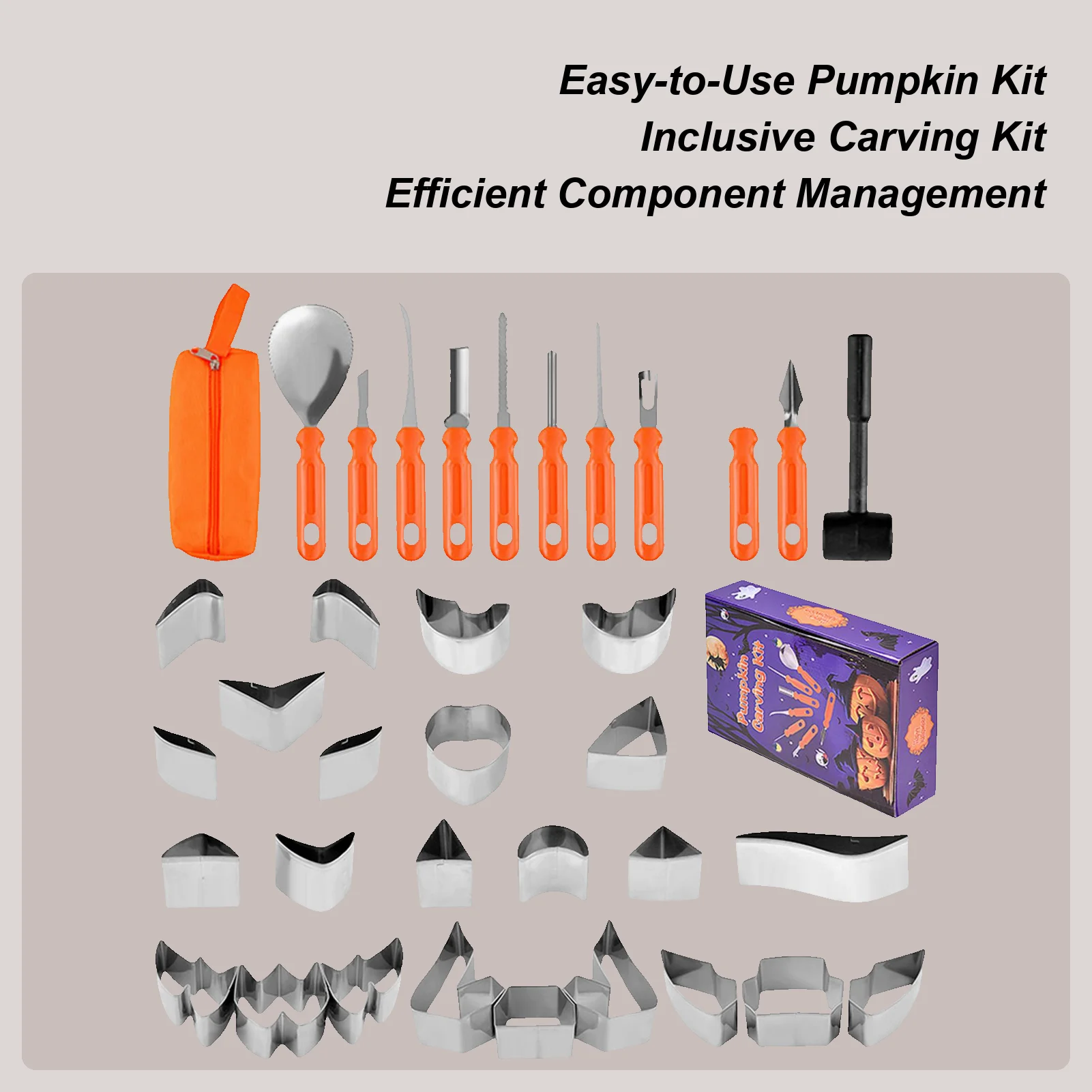 Halloween Pumpkin Carving Kit Jack-O'-Lantern Carving Tools For Halloween 37-Piece Stainless Steel Gears With Storage Bag For
Halloween Pumpkin Carving Kit Jack-O'-Lantern Carving Tools For Halloween 37-Piece Stainless Steel Gears With Storage Bag For