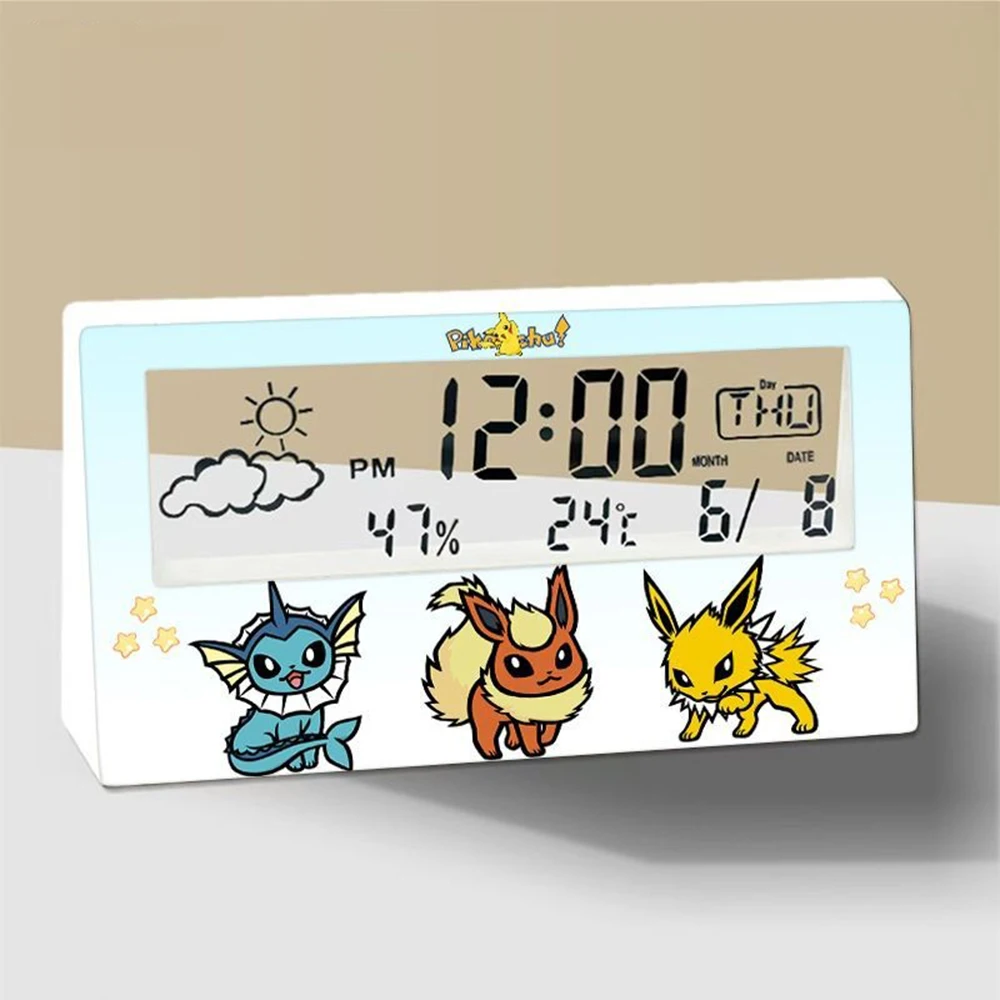 Kawaii Pokemon Eevee Transparent Shell Digital Desktop Clock Alarm with Weather Display for Bedroom Office Decor Gift
Kawaii Pokemon Eevee Transparent Shell Digital Desktop Clock Alarm with Weather Display for Bedroom Office Decor Gift