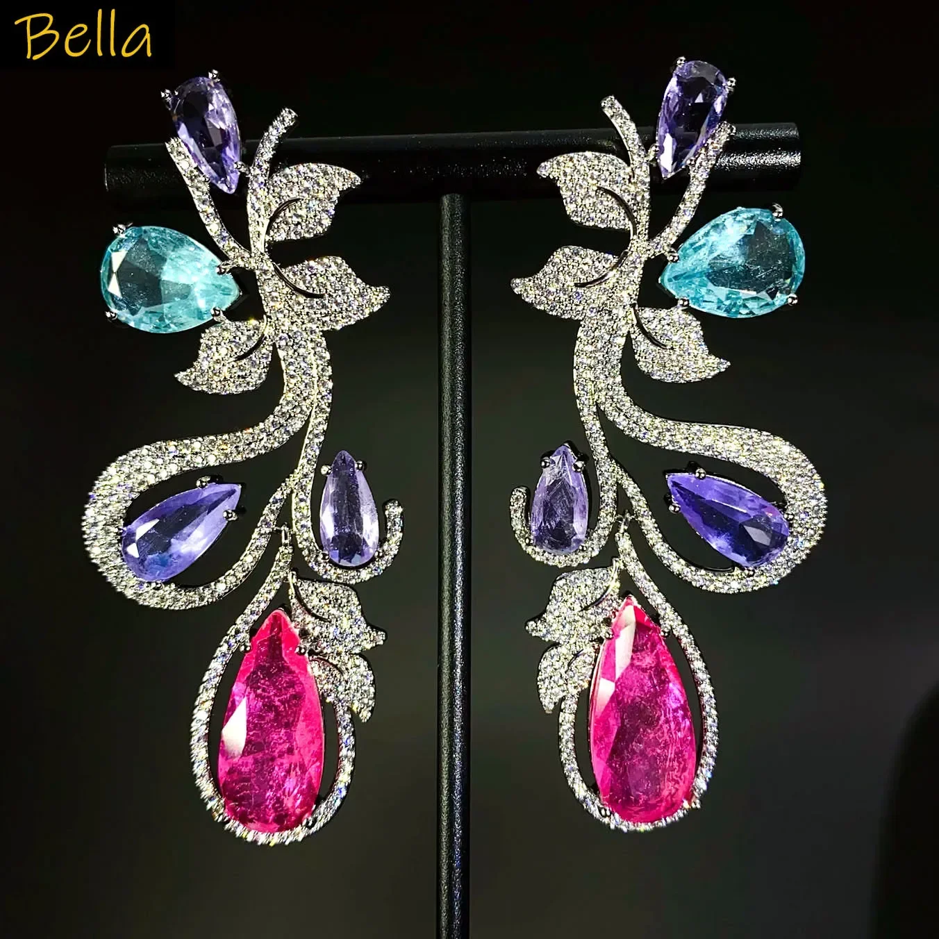 Women Earrings Red Fushia Gorgeous Wedding Bridal Luxury Jewelry Sparkling Zircon Plant Leaf Dangle Earrings Big Long
Women Earrings Red Fushia Gorgeous Wedding Bridal Luxury Jewelry Sparkling Zircon Plant Leaf Dangle Earrings Big Long