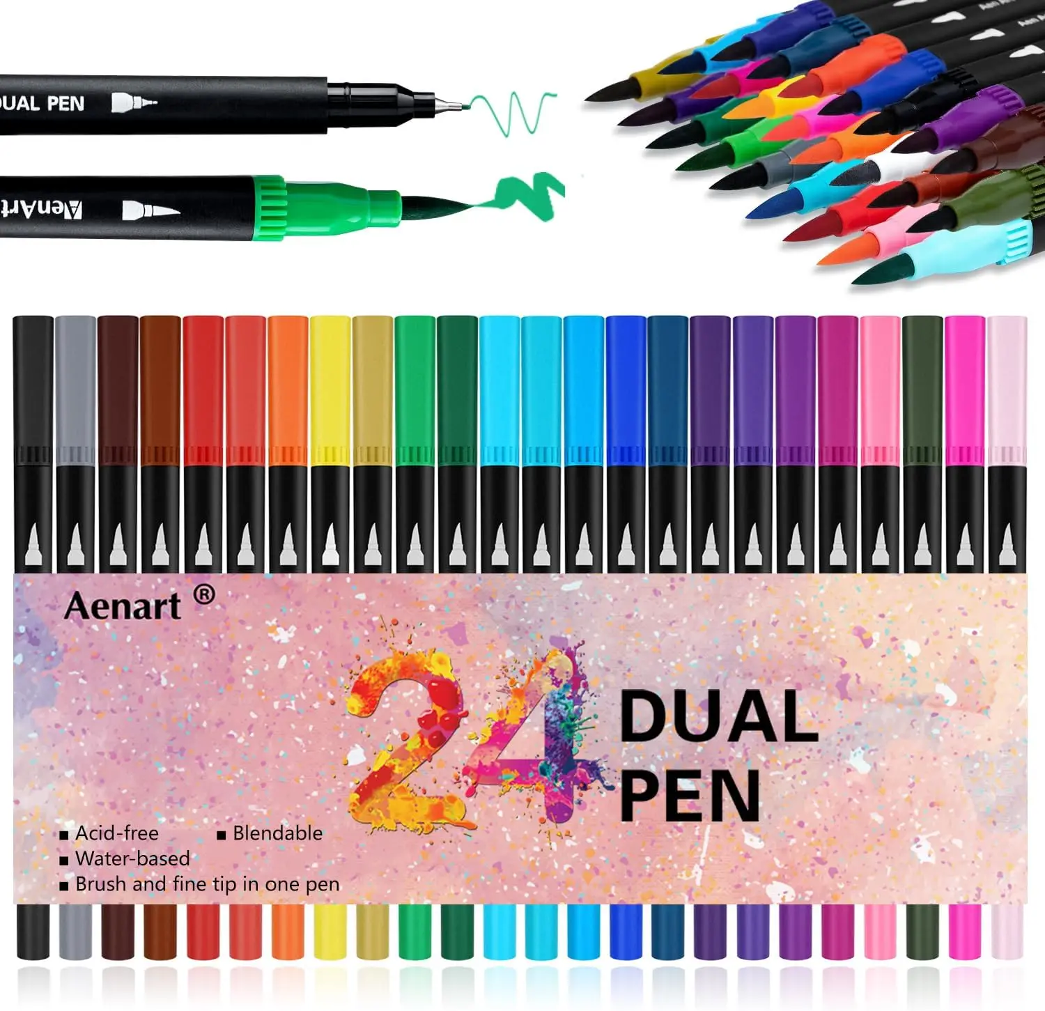 24 Dual Brush Markers for Adult Coloring Books, Fine Point Pens for Note Taking, Planner & Calligraphy Drawing
24 Dual Brush Markers for Adult Coloring Books, Fine Point Pens for Note Taking, Planner & Calligraphy Drawing