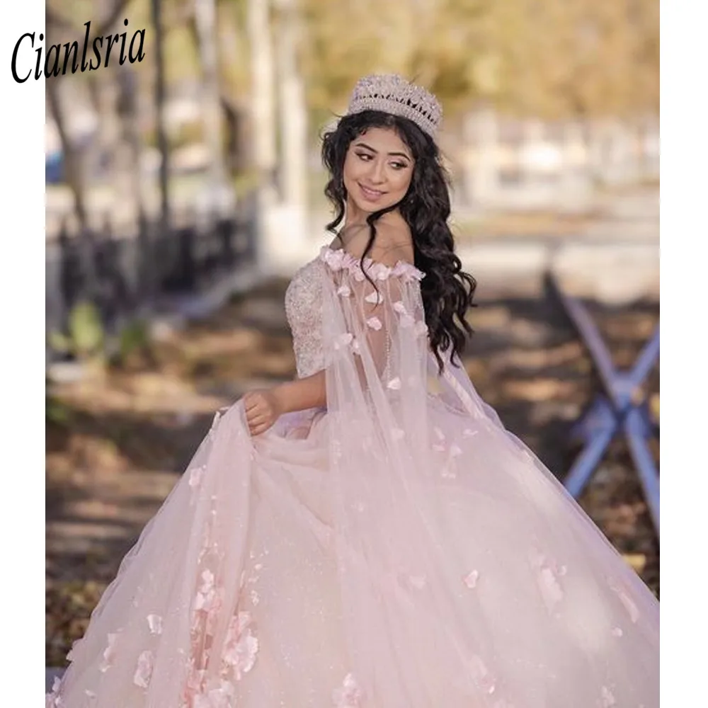 Pink Floral 3D Flowers Quinceanera Dress With Shawl Lace Sweetheart Corset Back Unique Sleeve Style Prom Ball Gowns Vestidos De
Pink Floral 3D Flowers Quinceanera Dress With Shawl Lace Sweetheart Corset Back Unique Sleeve Style Prom Ball Gowns Vestidos De