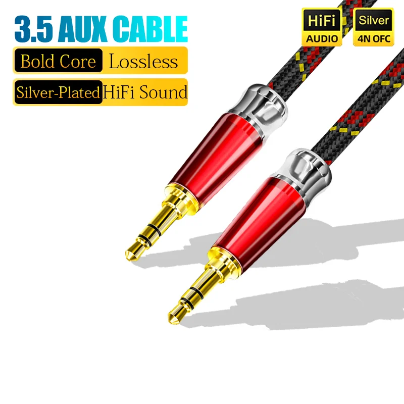 3.5mm AUX Stereo Audio Cable Silver Plated Male To Male Auxiliary Cord for Phone TV Laptop DVD Smartphone Car Speaker Headphone
3.5mm AUX Stereo Audio Cable Silver Plated Male To Male Auxiliary Cord for Phone TV Laptop DVD Smartphone Car Speaker Headphone