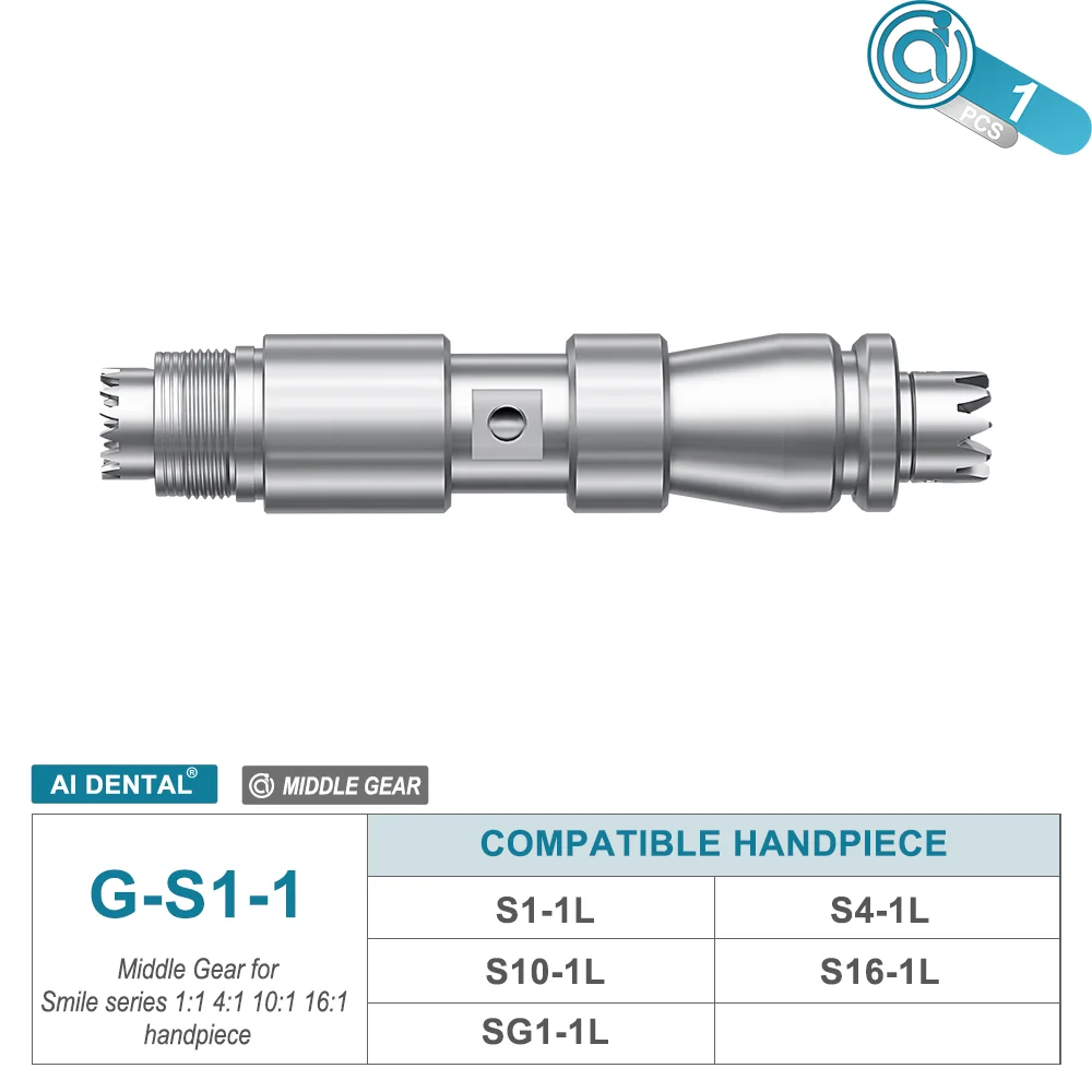 Smile Series G-S Dental Low Speed Middle Gear Replacement Spare Parts Contra Angle Drive Shaft for Handpiece Cartridge Rotating
Smile Series G-S Dental Low Speed Middle Gear Replacement Spare Parts Contra Angle Drive Shaft for Handpiece Cartridge Rotating