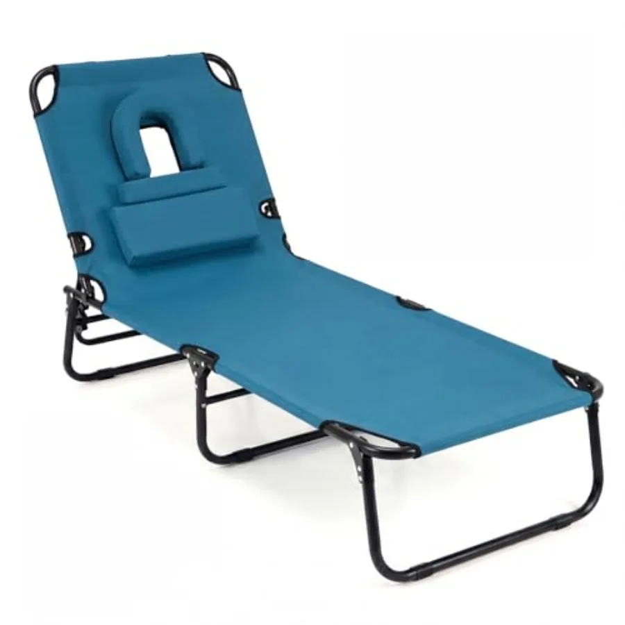 Tanning Chair with Face Hole Pillows Adjustable Backrest Folding Chaise Lounge for Sunbathing Beach Seaside 1 Blue
Tanning Chair with Face Hole Pillows Adjustable Backrest Folding Chaise Lounge for Sunbathing Beach Seaside 1 Blue