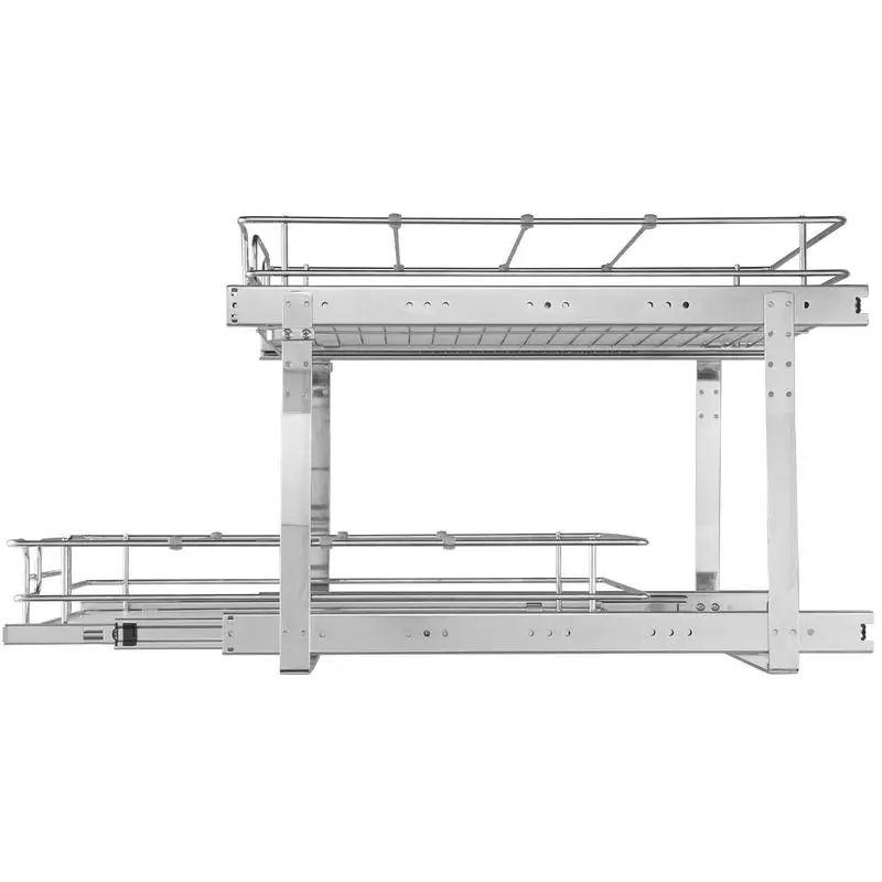 Double Layer Retractable Cupboard Rack 17"Wx21"Dx15"H For Kitchen Pantry Bathroom, Heavy Duty Sliding Metal Shelves 18.5"Wx22"Dx18"H Installation Size Space Saving Storage Solution Carbon Steel Construction Silver Finish
Double Layer Retractable Cupboard Rack 17"Wx21"Dx15"H For Kitchen Pantry Bathroom, Heavy Duty Sliding Metal Shelves 18.5"Wx22"Dx18"H Installation Size Space Saving Storage Solution Carbon Steel Construction Silver Finish