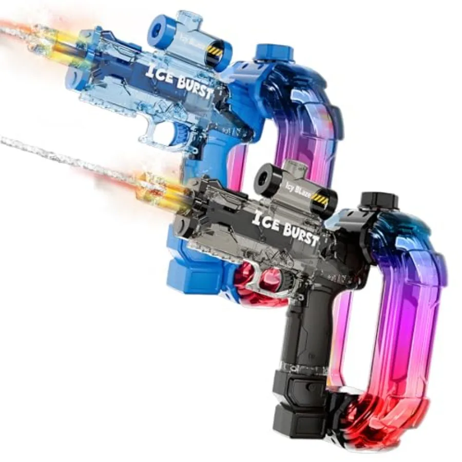 Outdoor pool party electric water gun for adults and kids, transparent ABS plastic, blue and red, automatic trigger with LED li
Outdoor pool party electric water gun for adults and kids, transparent ABS plastic, blue and red, automatic trigger with LED li