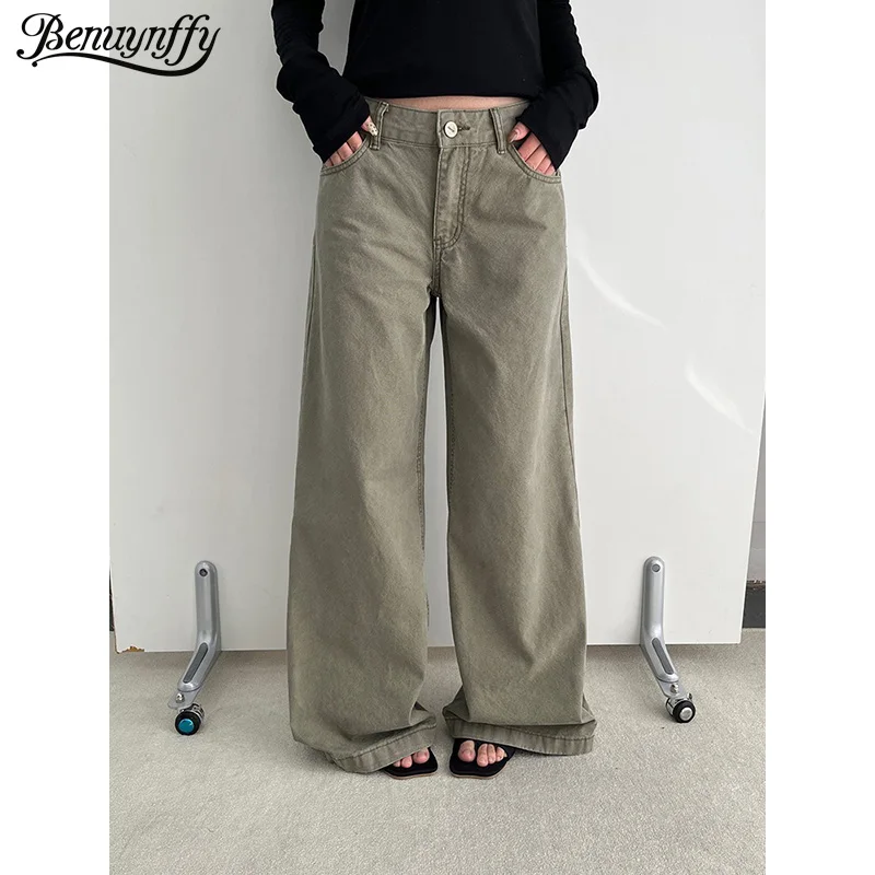 Benuynffy Vintage Cotton Wide Leg Jeans for Women 2026 Spring New Korean Casual Low Waist Female Loose Straight Denim Pants
Benuynffy Vintage Cotton Wide Leg Jeans for Women 2026 Spring New Korean Casual Low Waist Female Loose Straight Denim Pants