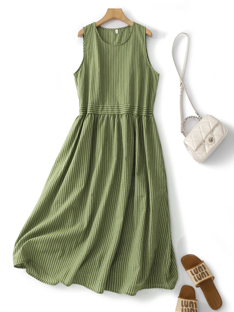 Summer Large Size Korean Japanese Brand Design Green Stripe Vest Dress Beltable Retro Long Dress Skin-friendly Breathable A-l...
Summer Large Size Korean Japanese Brand Design Green Stripe Vest Dress Beltable Retro Long Dress Skin-friendly Breathable A-l...