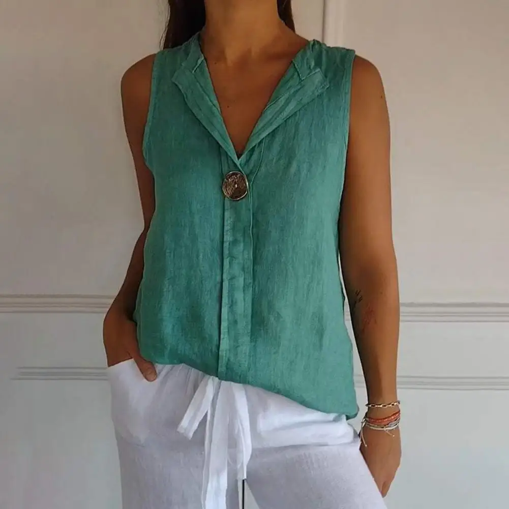 Women Shirt Tops, V-Neck Casual T-shirts, Sleeveless, Button Decor, Loose Fit, Pullover Tops, Solid Color, Tank Tops, Streetwear
Women Shirt Tops, V-Neck Casual T-shirts, Sleeveless, Button Decor, Loose Fit, Pullover Tops, Solid Color, Tank Tops, Streetwear