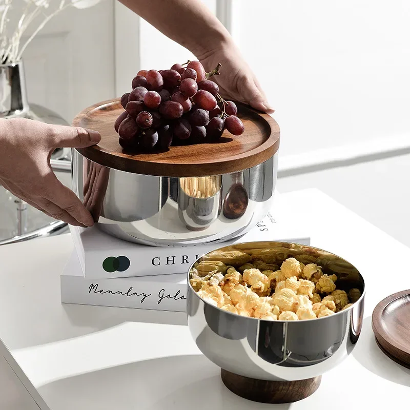 Three-layer Stainless Steel Bowl Wood Fruit Tray Household Light Luxury High Foot Nut Snacks End Table Storage Tray Decoration
Three-layer Stainless Steel Bowl Wood Fruit Tray Household Light Luxury High Foot Nut Snacks End Table Storage Tray Decoration