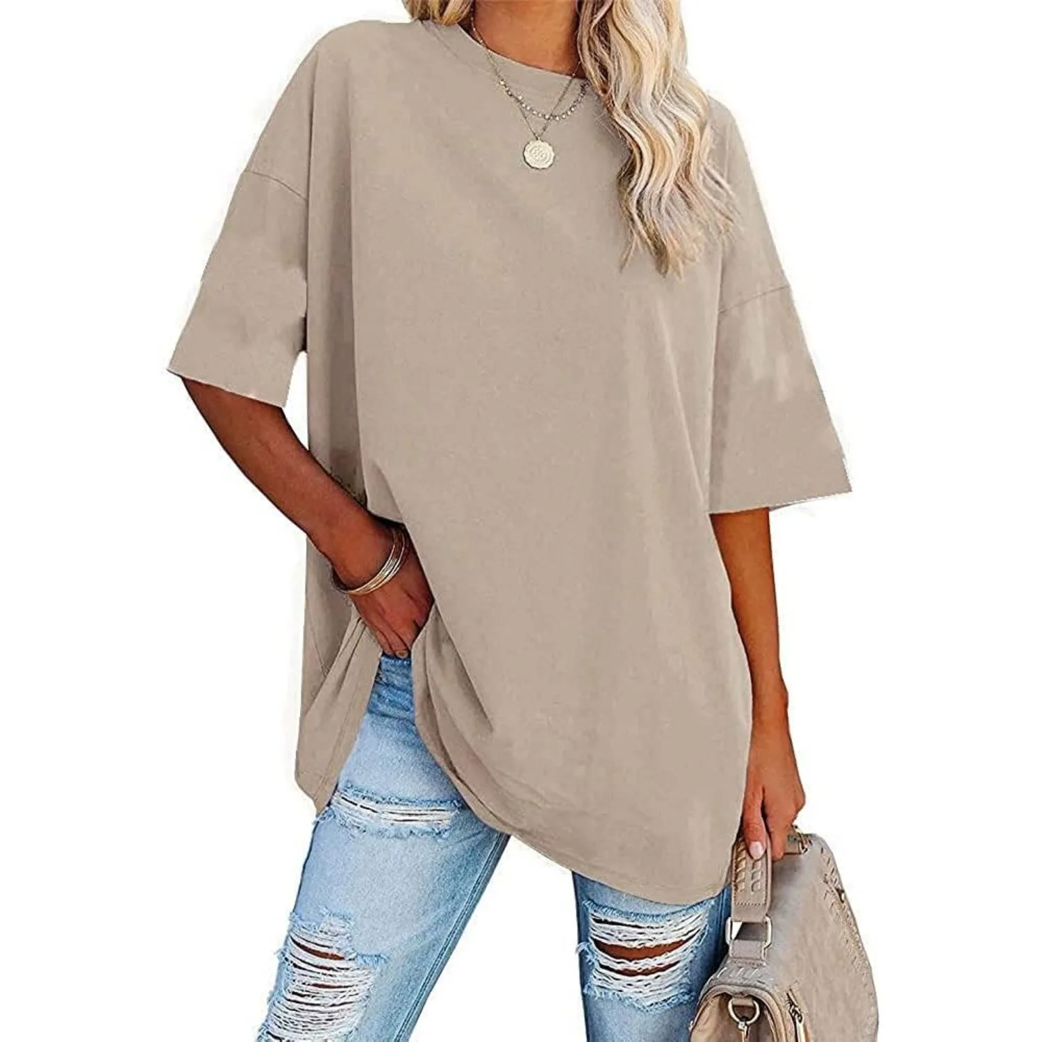 Womens Summer Casual Loose T-Shirt Short Sleeve Crewneck Solid Color Basic Tee Oversized Tunic Tops
Womens Summer Casual Loose T-Shirt Short Sleeve Crewneck Solid Color Basic Tee Oversized Tunic Tops