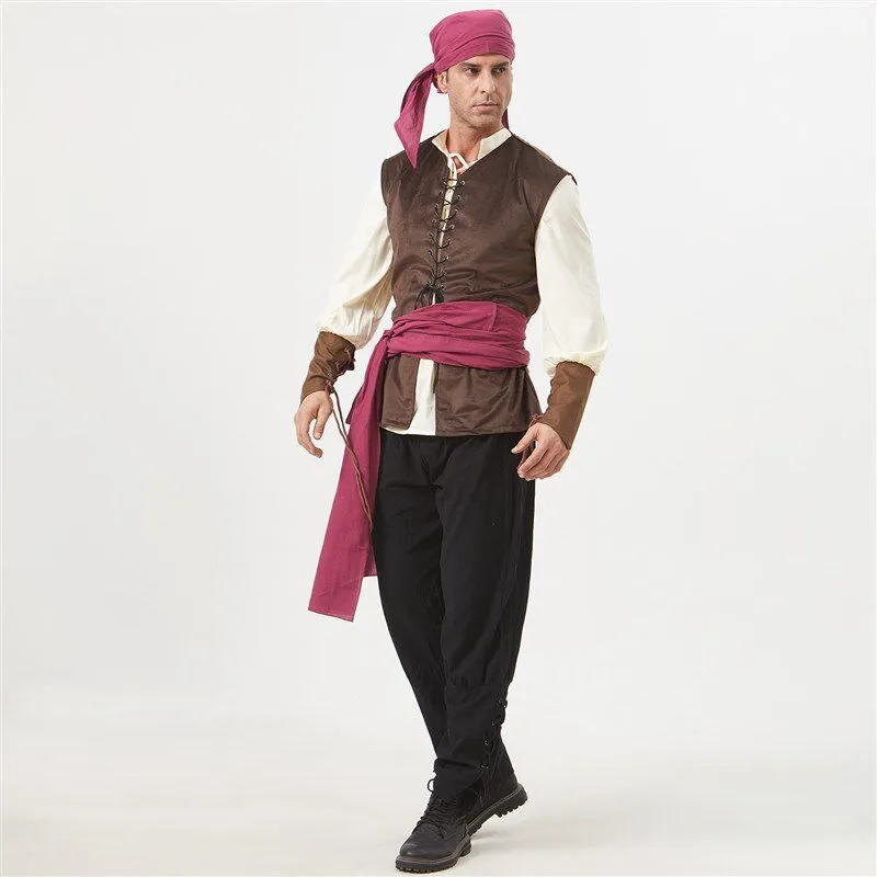 Men's Pirate Performance Costume Medieval Sailing Suit Stage Play Sailor Labor Props Clothes for Halloween
Men's Pirate Performance Costume Medieval Sailing Suit Stage Play Sailor Labor Props Clothes for Halloween
