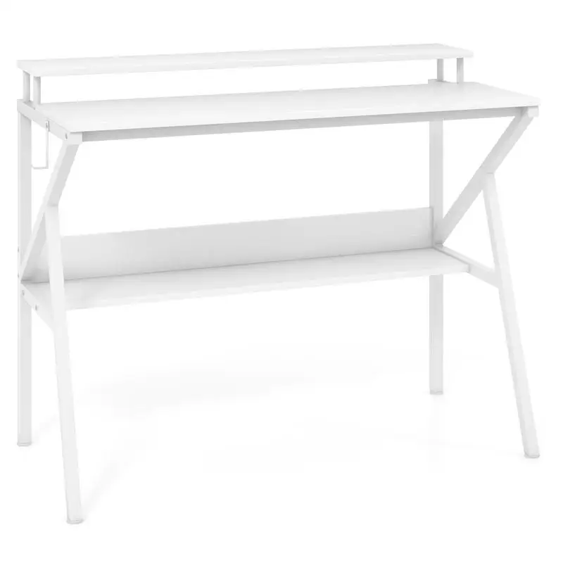 Space Saving Computer Desk with Monitor Stand and Extra Storage Shelf for Work Study-White
Space Saving Computer Desk with Monitor Stand and Extra Storage Shelf for Work Study-White