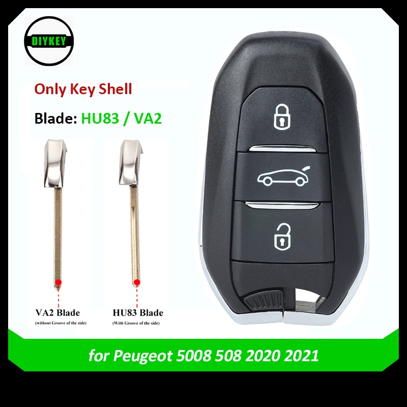 DIYKEY Smart Remote Key Shell Fob 3 Buttons for Peugeot 5008 508 2020 2021 VA2 HU83 Blade
DIYKEY Smart Remote Key Shell Fob 3 Buttons for Peugeot 5008 508 2020 2021 VA2 HU83 Blade