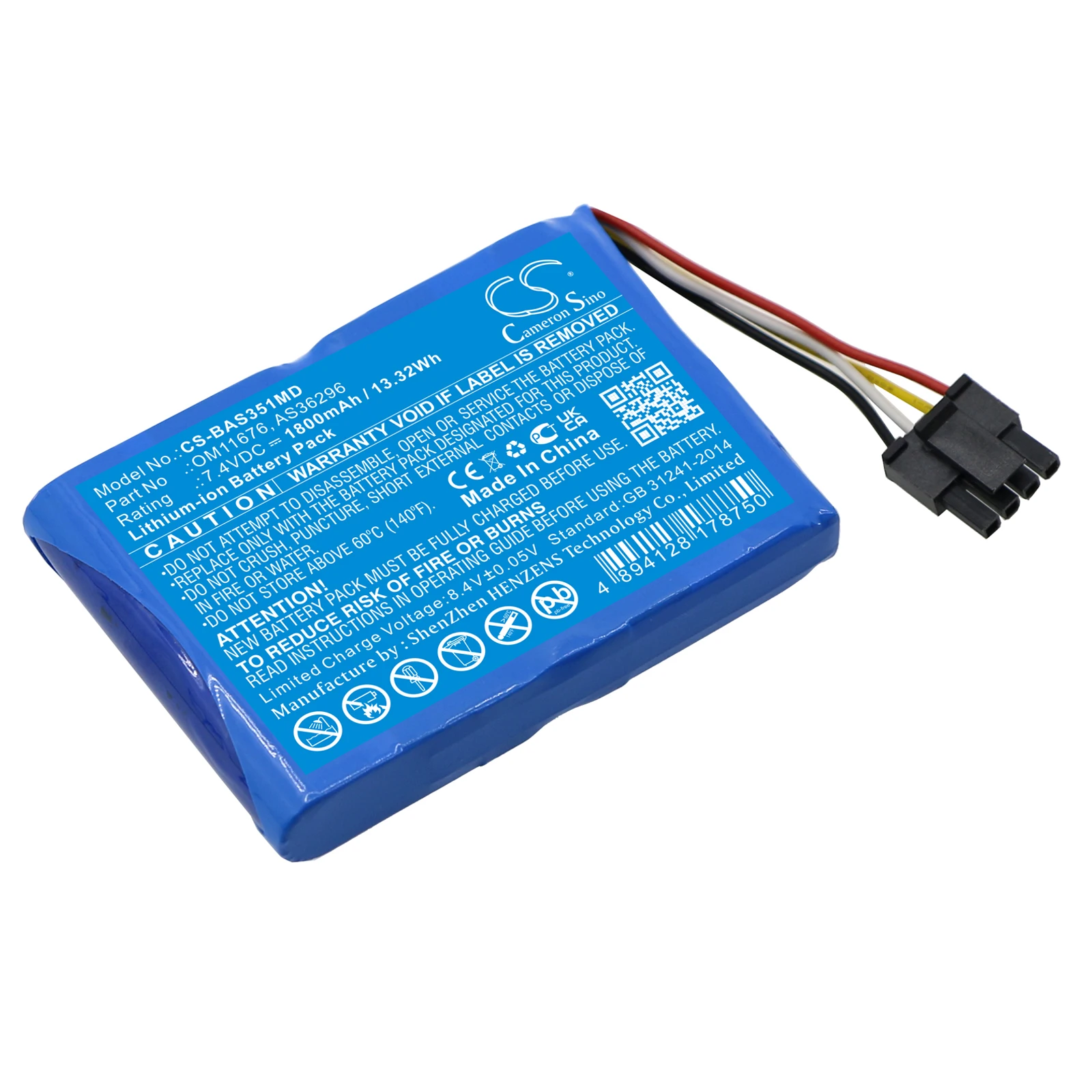 7.4V 1800mAh Medical Battery OM11676 AS36296 S00273 for Baxter Healthcare Spectrum Infusion Pump Insert Only, 35702,35724,41049
7.4V 1800mAh Medical Battery OM11676 AS36296 S00273 for Baxter Healthcare Spectrum Infusion Pump Insert Only, 35702,35724,41049