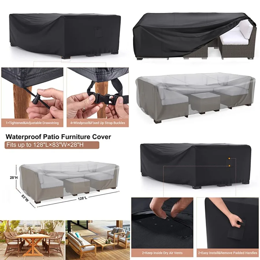 Patio Furniture Set Cover Waterproof, Outdoor Sectional Sofa Set Cover Heavy Duty 600D Table and Chair Set Cover 128 L×83 W×28
Patio Furniture Set Cover Waterproof, Outdoor Sectional Sofa Set Cover Heavy Duty 600D Table and Chair Set Cover 128 L×83 W×28