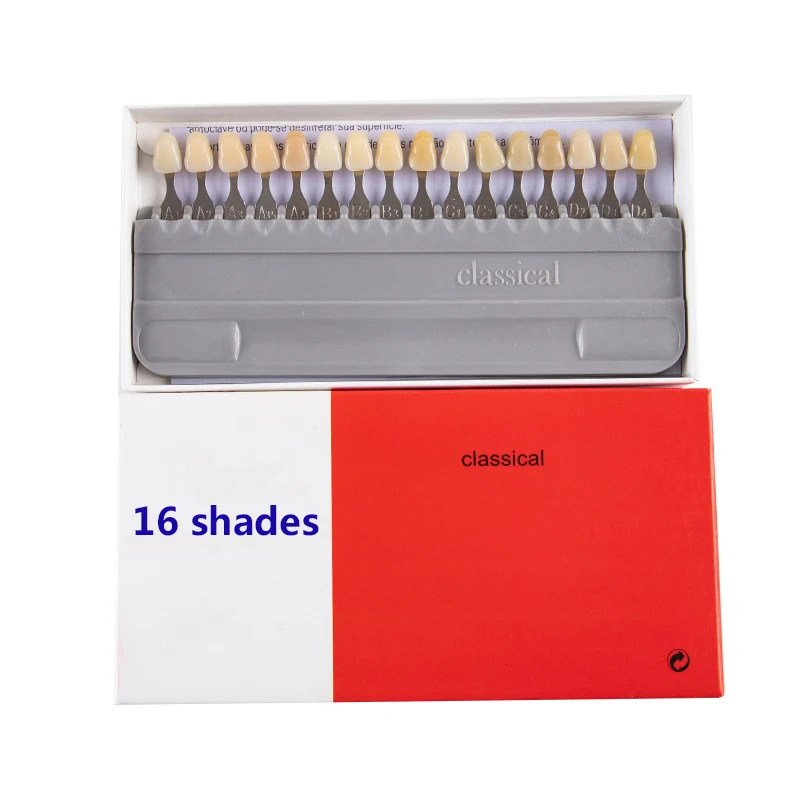 16 Colors A1-D4 Classical Dental Bleach Shade Guide Teeth Whitening Porcelain Toothguide Comparing Model Colorimetric Plate
16 Colors A1-D4 Classical Dental Bleach Shade Guide Teeth Whitening Porcelain Toothguide Comparing Model Colorimetric Plate