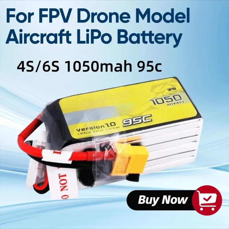 For Gens Ace 4S/6S 1050mah 95c FPV Drone Model Aircraft LiPo Battery
For Gens Ace 4S/6S 1050mah 95c FPV Drone Model Aircraft LiPo Battery