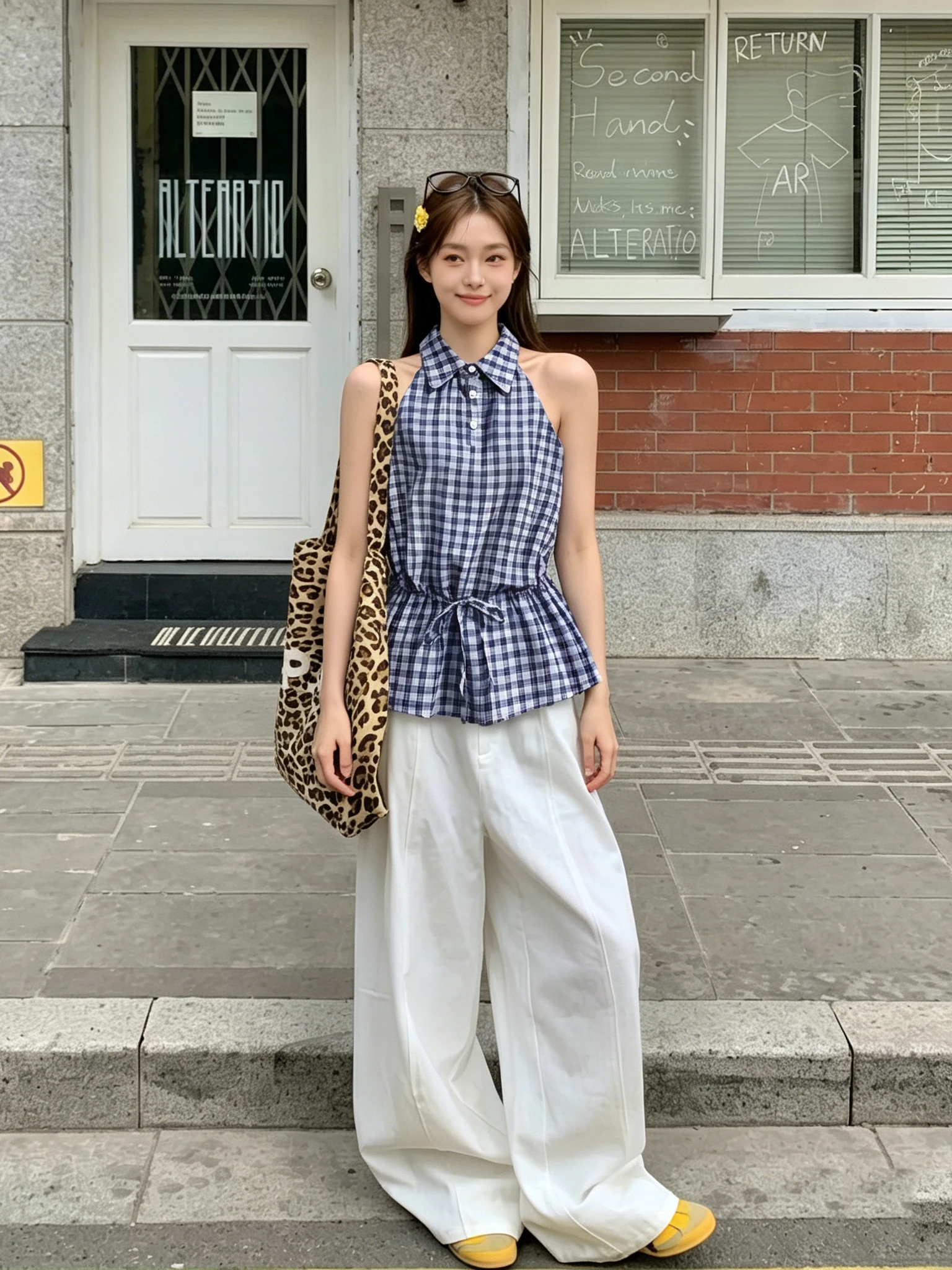Slimming Plaid Neck Sleeveless Vest Women's Summer Neck Hanging Waist Cinching Beautiful Unique Top Korean Style Cotton
Slimming Plaid Neck Sleeveless Vest Women's Summer Neck Hanging Waist Cinching Beautiful Unique Top Korean Style Cotton