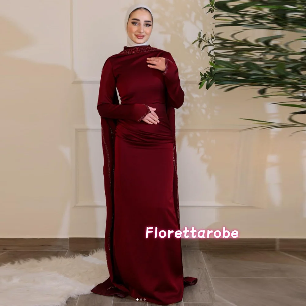 Modest O-Neck Wine Red Prom Dresses Mermaid Pleated Full Sleeves Women Luxury Beads Evening Dress FormalWeddingGownCustomized
Modest O-Neck Wine Red Prom Dresses Mermaid Pleated Full Sleeves Women Luxury Beads Evening Dress FormalWeddingGownCustomized