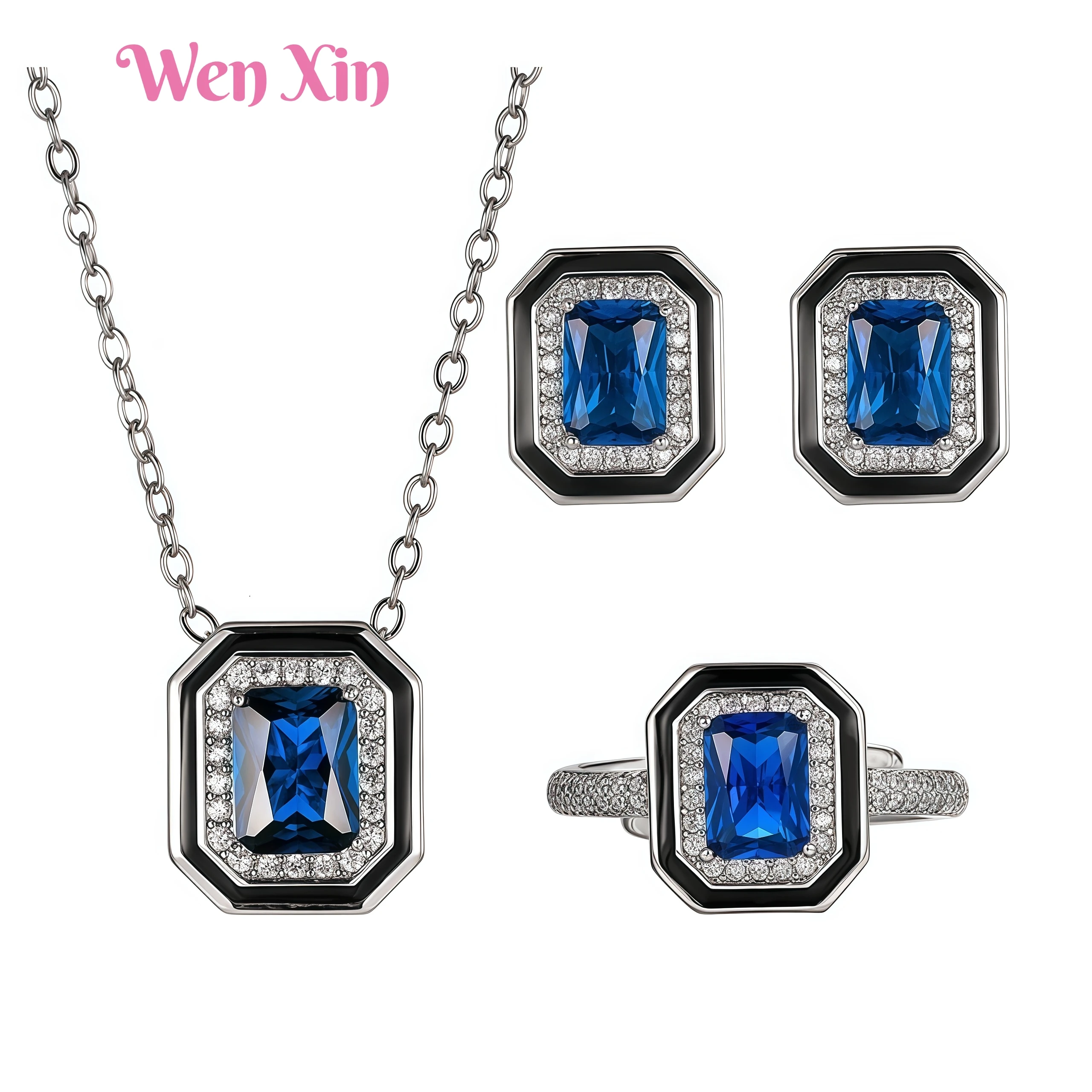 WENXIN Brand Temperament Square Diamond Simplicity High End Light Luxury Set Women Pendant Necklace Stud Earring Rings Jewelry
WENXIN Brand Temperament Square Diamond Simplicity High End Light Luxury Set Women Pendant Necklace Stud Earring Rings Jewelry
