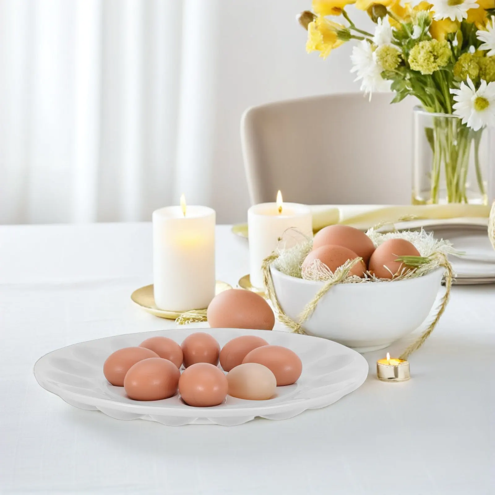 Ceramic Party Egg Tray Round 24-Hole Deviled Egg Platter Fridge Storage Holder Easter Appetizer Serving Dish 13Inch
Ceramic Party Egg Tray Round 24-Hole Deviled Egg Platter Fridge Storage Holder Easter Appetizer Serving Dish 13Inch