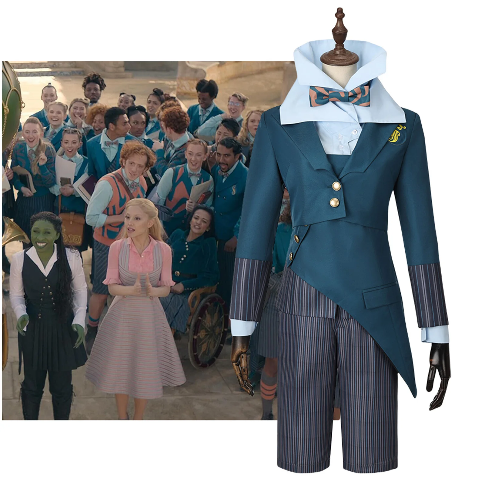 Школьная форма ведьмы Глиннда Эльфаба, карнавальный костюм, зеленая куртка, брюки с галстуком, костюм для женщин и девочек, наряд для вечеринки на Хэллоуин 
Школьная форма ведьмы Глиннда Эльфаба, карнавальный костюм, зеленая куртка, брюки с галстуком, костюм для женщин и девочек, наряд для вечеринки на Хэллоуин