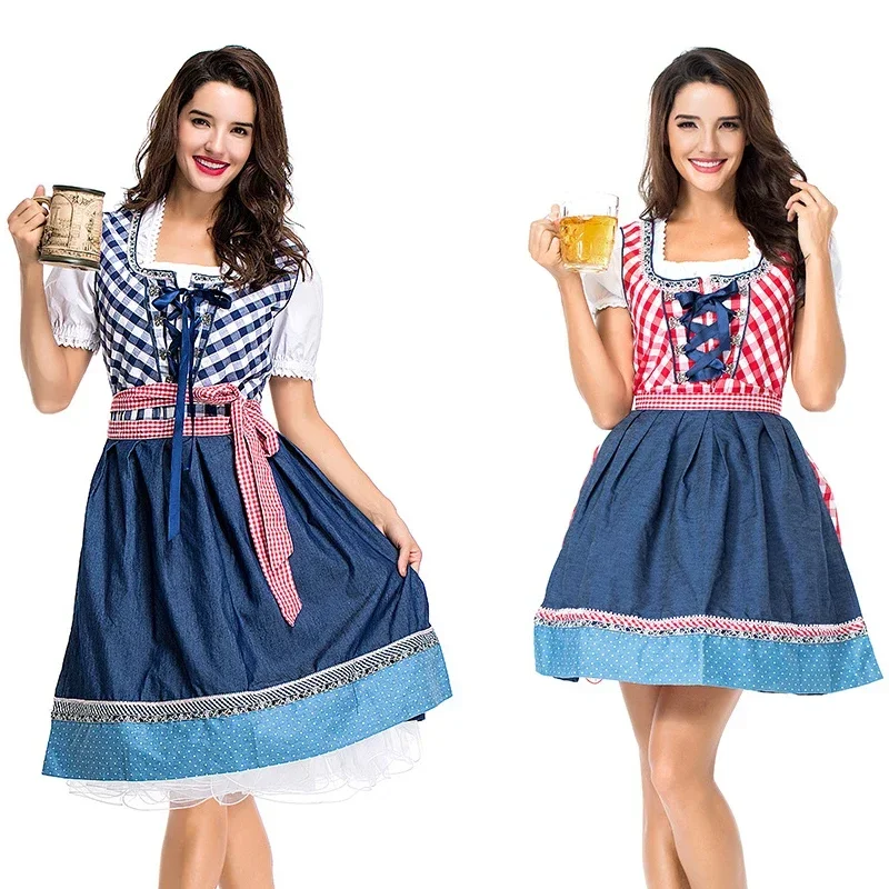 Женское немецкое пивное клетчатое платье-дирндль, комплект фартуков, костюмы Октоберфеста, баварское платье-бар, горничная, красное и синее клетчатое нарядное праздничное платье 
Женское немецкое пивное клетчатое платье-дирндль, комплект фартуков, костюмы Октоберфеста, баварское платье-бар, горничная, красное и синее клетчатое нарядное праздничное платье