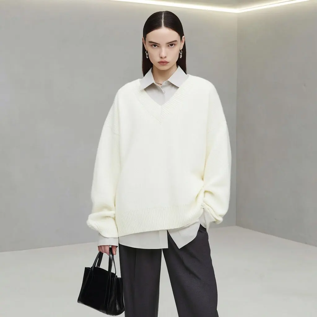 Casual Long Sleeve Round Neck Loose Sweater Autumn Winter Clothes Straight Tube Sleeve No Decoration Women's Top Fashion
Casual Long Sleeve Round Neck Loose Sweater Autumn Winter Clothes Straight Tube Sleeve No Decoration Women's Top Fashion