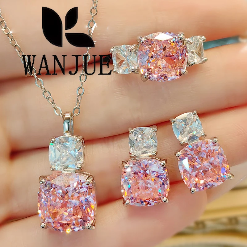 Fashionable and versatile pink diamond pendant necklace ring earrings for women romantic sweet jewelry party holiday gift
Fashionable and versatile pink diamond pendant necklace ring earrings for women romantic sweet jewelry party holiday gift