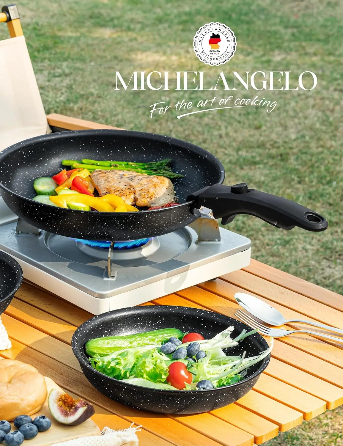 MICHELANGELO Nonstick Frying Pan Set Removable Handle, 8" & 10" Fry Pans with Detachable Handle, Granite Coating Skillets Black
MICHELANGELO Nonstick Frying Pan Set Removable Handle, 8" & 10" Fry Pans with Detachable Handle, Granite Coating Skillets Black