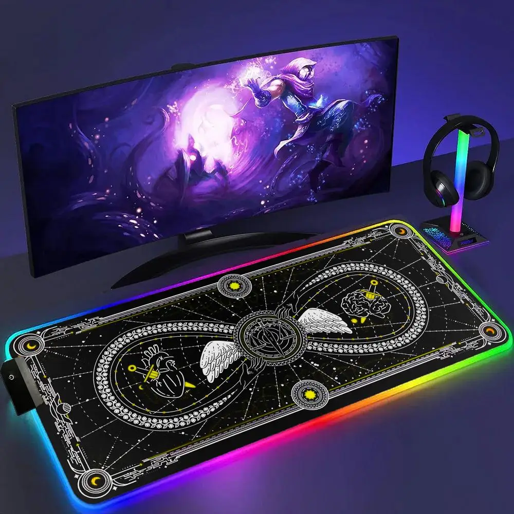 RGB Mouse Pad Gaming LED Tarot Glowing Mouse Mat 900x400mm Mousepad XXL PC Pastel Moon Phase Deskmat Lock Edge Keyboard Rug Gift
RGB Mouse Pad Gaming LED Tarot Glowing Mouse Mat 900x400mm Mousepad XXL PC Pastel Moon Phase Deskmat Lock Edge Keyboard Rug Gift