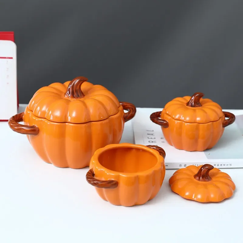 Ceramic Bowl Pan with Cover Cartoon Pumpkin Bowl Household Porcelain Plate Halloween Decorations Double Handles Hot Pot
Ceramic Bowl Pan with Cover Cartoon Pumpkin Bowl Household Porcelain Plate Halloween Decorations Double Handles Hot Pot