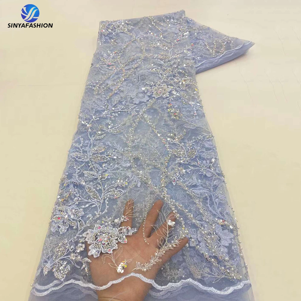 Sinya Baby Blue Luxury Beaded African Nigerian French Tulle Lace Fabbric With Sequins Pearls Beads For Wedding Party Dress DIY
Sinya Baby Blue Luxury Beaded African Nigerian French Tulle Lace Fabbric With Sequins Pearls Beads For Wedding Party Dress DIY
