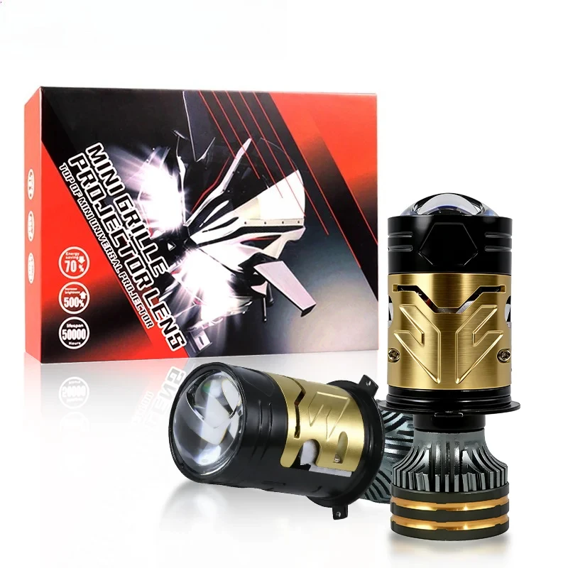 New Dual Laser Bi LED Projector Headlight with Halo Super Bright H4 High Low Beam Car LED Headlamp Fish Eye Lens Retrofit
New Dual Laser Bi LED Projector Headlight with Halo Super Bright H4 High Low Beam Car LED Headlamp Fish Eye Lens Retrofit